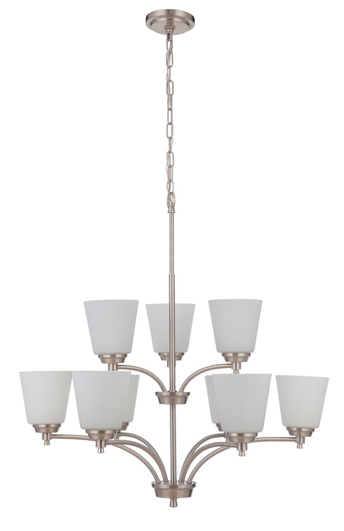 Craftmade Tyler 9 Light Chandelier in Brushed Polished Nickel Finish Model: 50229-BNK
